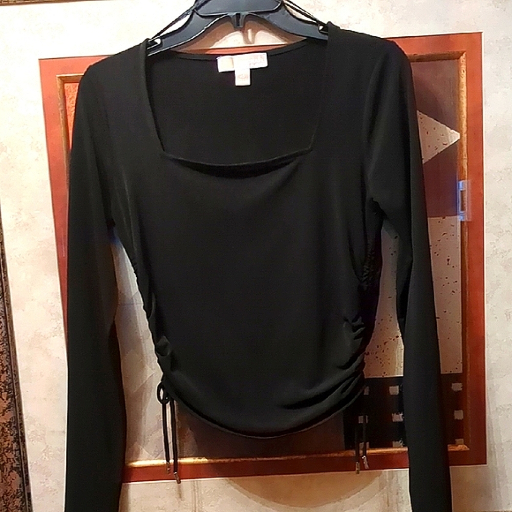 Michael Kors Elegant Black Long Sleeve Top